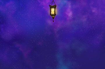 ランプの灯りと星空のバックグラウンド