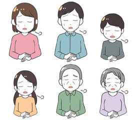 肘をついて酷く落ち込む　6人家族　上半身