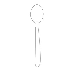 Spoon silhouette line drawing, vector illustration