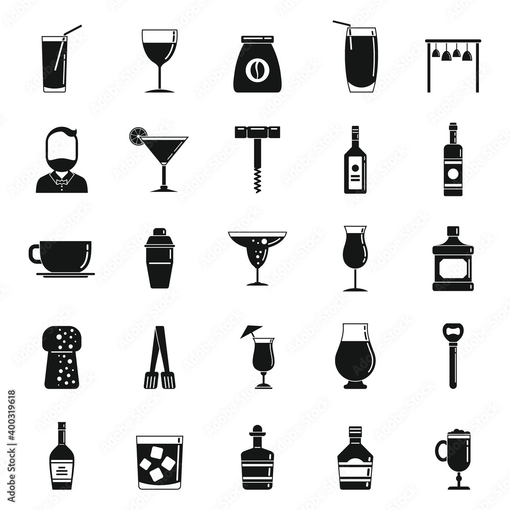 Aufkleber bartender tools icons set. simple set of bartender tools vector icons for web design on white backgr
