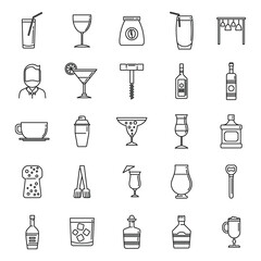Bartender man icons set. Outline set of bartender man vector icons for web design isolated on white background