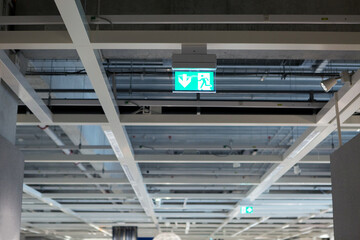 Emergency exit sign in hardware store