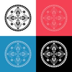 Set of 4 embroidered snowflakes.