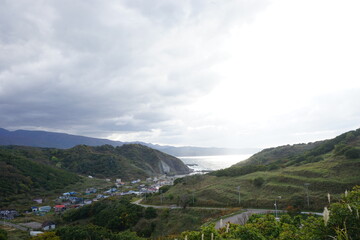 Fototapeta na wymiar Cape Shakotan and the Shimamui Coast in Hokkaido Japan - 島武意海岸 北海道 積丹郡 積丹町 日本 