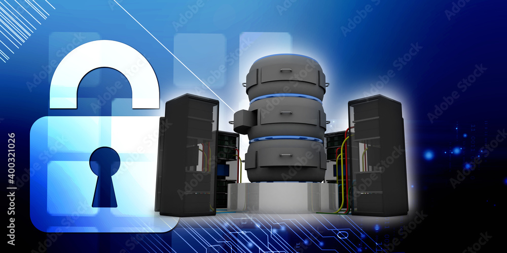 Aufkleber 3d illustration data center server connected database