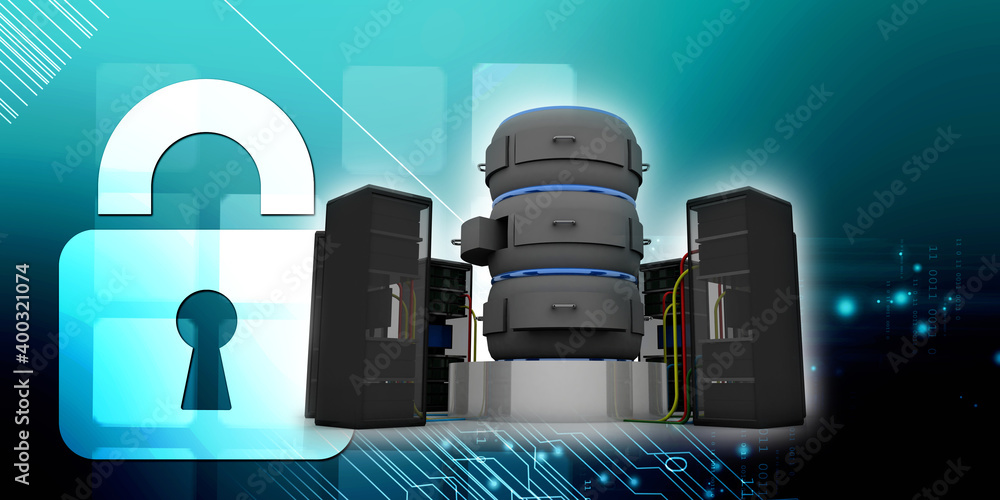 Aufkleber 3d illustration data center server connected database