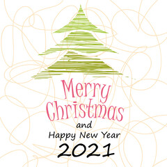 Merry Christmas and Happy New Years 2021 Celebration Vector Template Design Illustration