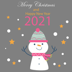 Merry Christmas and Happy New Years 2021 Celebration Vector Template Design Illustration