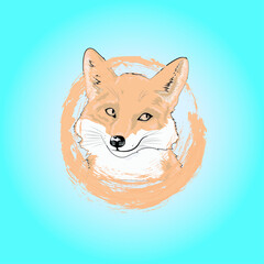 orange fox face illustration concept art.