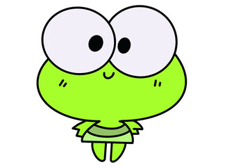 Cute frog with big eyes on white