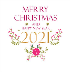 Merry Christmas and Happy New Years 2021 Celebration Vector Template Design Illustration