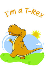 Cute T Rex walking dinosaur cartoon character design vector illustration