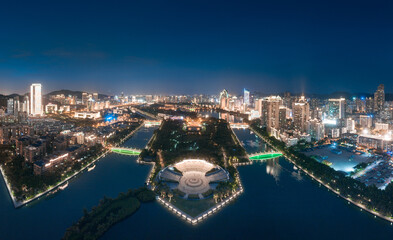 Fototapeta premium Night view of Bailuzhou Park, Xiamen, China