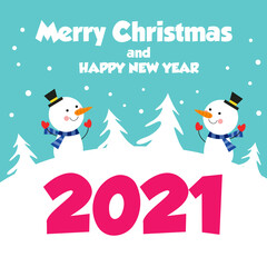 Merry Christmas and Happy New Years 2021 Celebration Vector Template Design Illustration