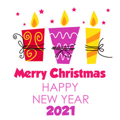 Merry Christmas and Happy New Years 2021 Celebration Vector Template Design Illustration