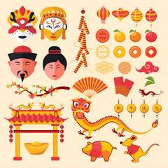 Fototapeta premium Flat Design Chinese New Years Vector Set Vol. 02