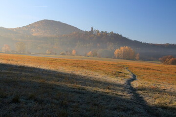 misty autumn morning in the mountains