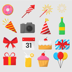 Flat Design Happy New Year Vector Set