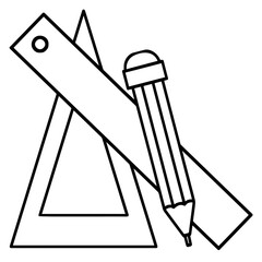 Creative composition with a contour icon on a white background. graphic design. Close-up. Vector. An icon for creativity, art, learning and society.