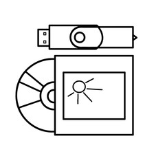 Creative composition with a contour icon on a white background. graphic design. Close-up. Vector. An icon for creativity, art, learning and society.