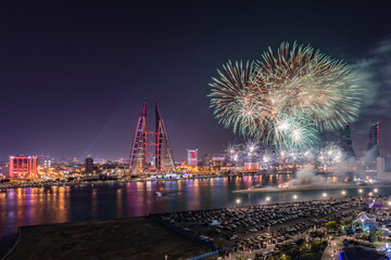 National Day fireworks at Manama, Bahrain on 16th December 2020