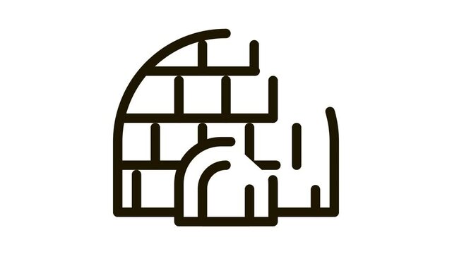 igloo icehouse Icon Animation. black igloo icehouse animated icon on white background