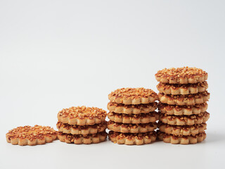 tea biscuits, oatmeal cookies, oatmeal cookies on a white background, confectionery, bakery products