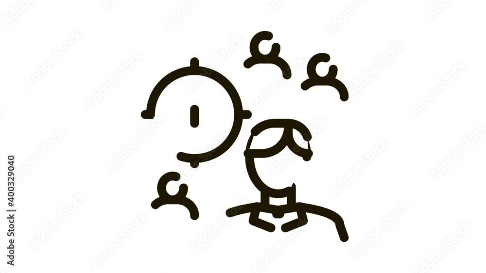 Poster manager aim target icon animation. black manager aim target animated icon on white background