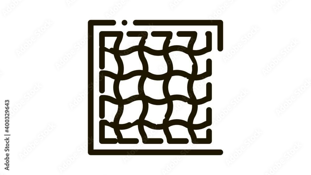 Poster pattern on fabrics icon animation. black pattern on fabrics animated icon on white background