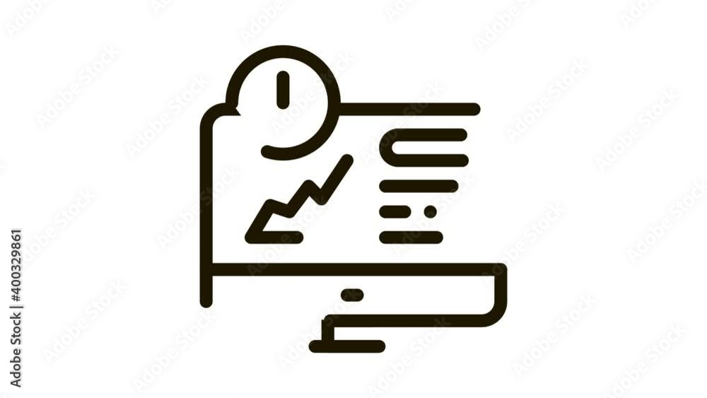 Poster analytics infographic on computer screen icon animation. black analytics infographic on computer scr