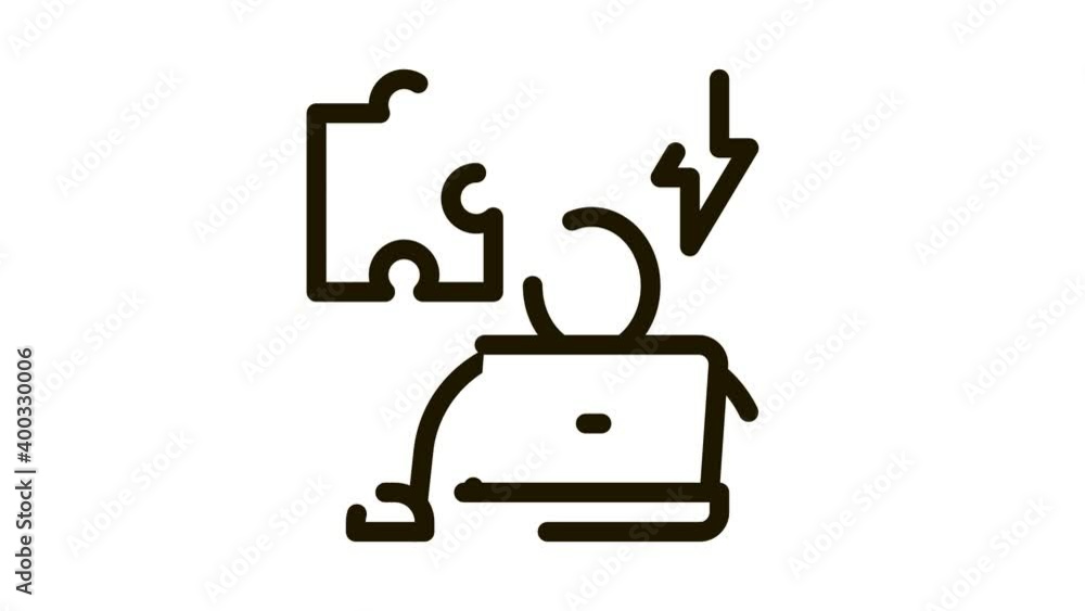 Poster human testing software icon animation. black human testing software animated icon on white backgroun