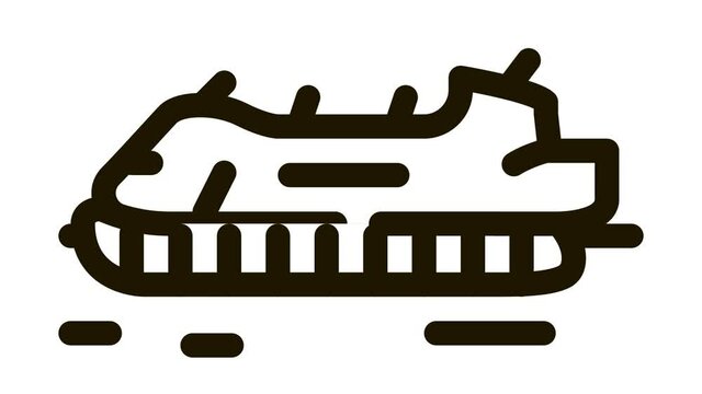rescue hovercraft Icon Animation. black rescue hovercraft animated icon on white background
