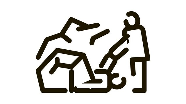saving human from rubble Icon Animation. black saving human from rubble animated icon on white background