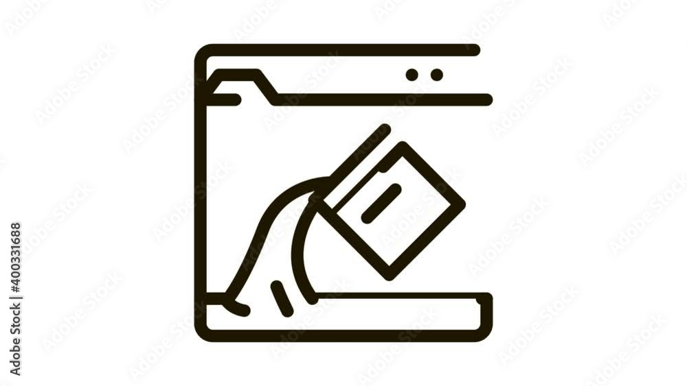 Poster web site page color drawing icon animation. black web site page color drawing animated icon on white