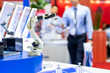 Model or sample of high technology and modern industrial robot arm for multipurpose industrial work