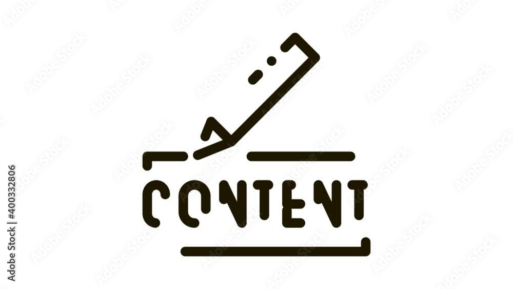 Poster content writing icon animation. black content writing animated icon on white background