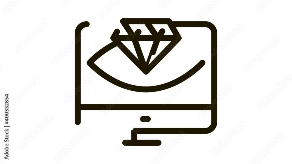 Poster diamond vision computer screen icon animation. black diamond vision computer screen animated icon on
