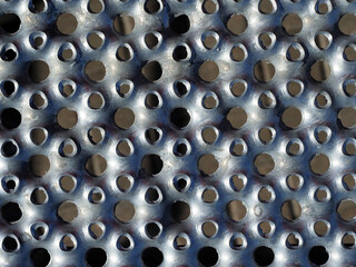 Metal plate with holes of different sizes and shapes. Anti-slip.