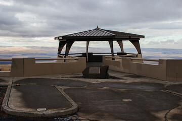 An unusual gazebo on the top of the mountain, from which you can see a beautiful view of the city,...