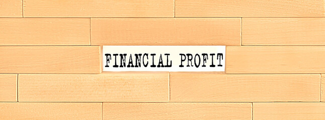 FINANCIAL PROFIT text on the wooden block wall, business