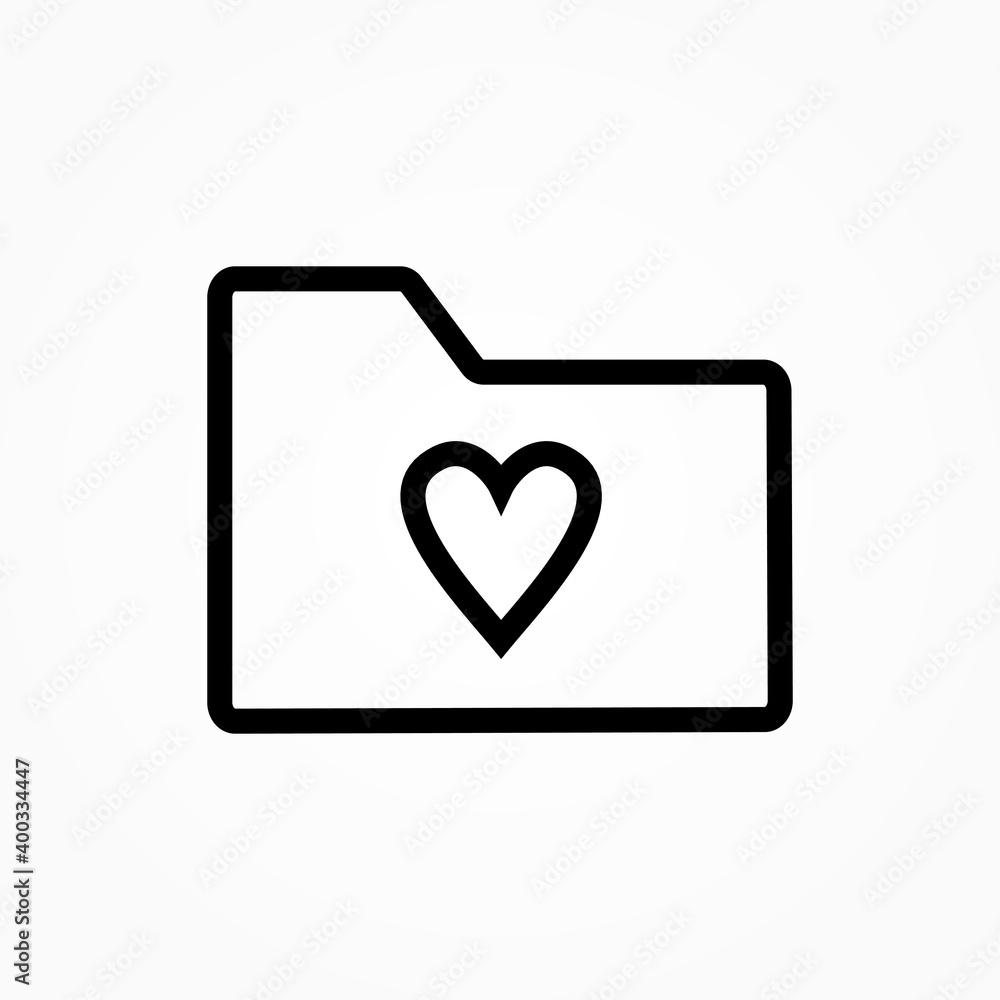 Poster heart icon on button and folder