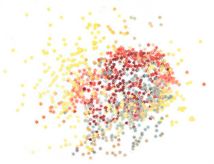 Snowflake Confetti Glitter isolated on white background. Sprinkles Polyester Glitter flakes.