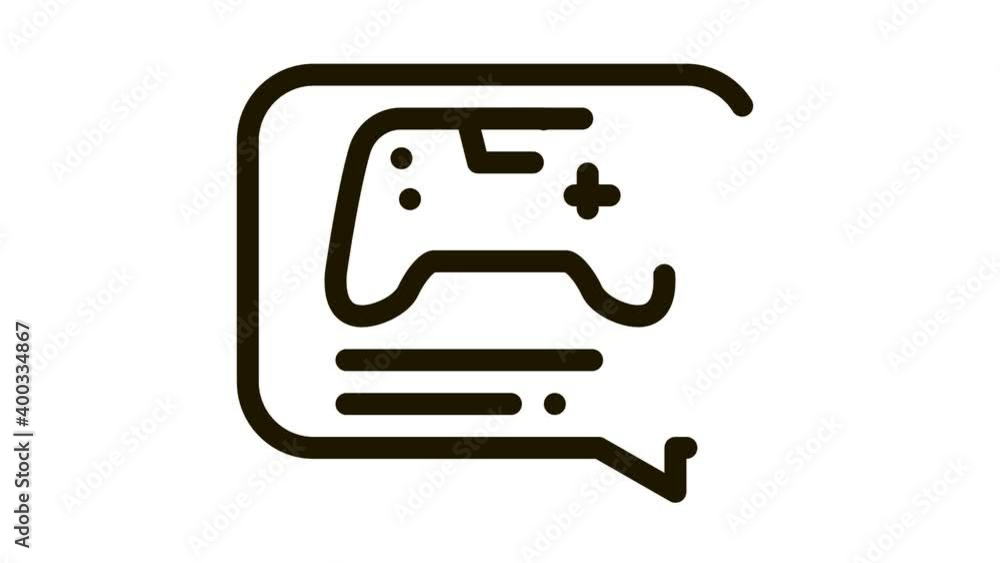 Aufkleber game discussing icon animation. black game discussing animated icon on white background