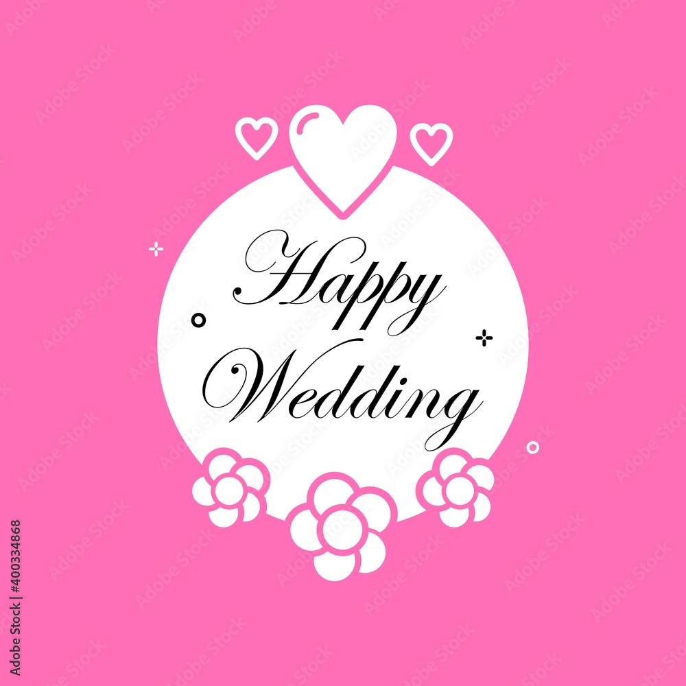 Poster happy wedding simple illustration. easy to edit with vector file. can use for your logo and simple i
