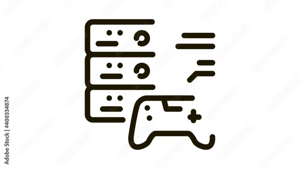Poster game main menu icon animation. black game main menu animated icon on white background