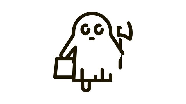 halloween ghost Icon Animation. black halloween ghost animated icon on white background