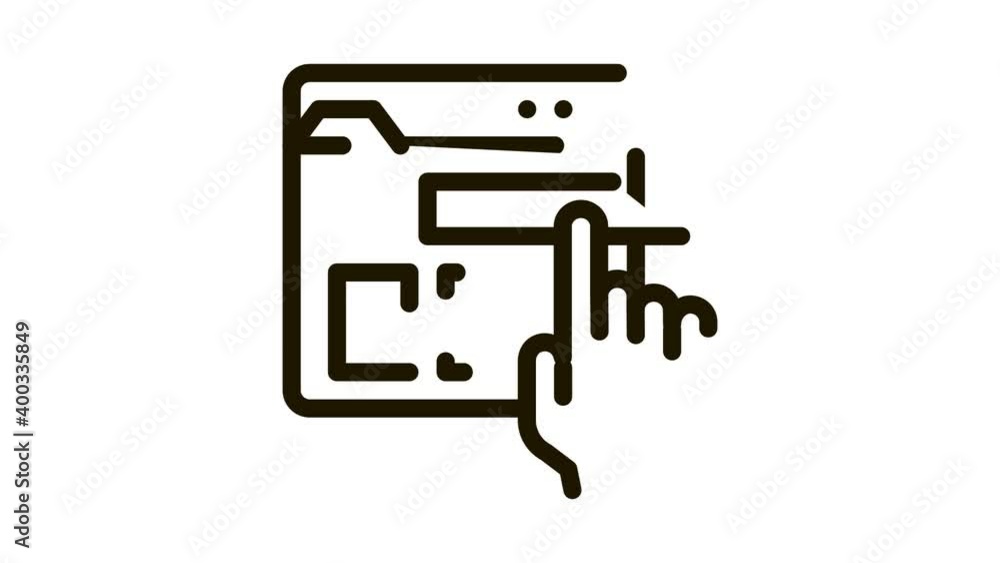 Poster web site elements dragging icon animation. black web site elements dragging animated icon on white b