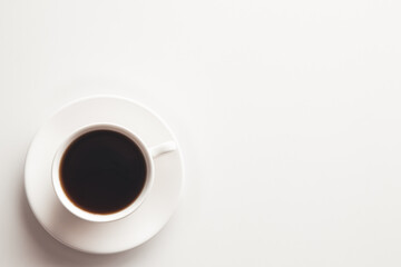 espresso coffee on a white background in a white cup. Isolated.