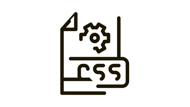 front end css code Icon Animation. black front end css code animated icon on white background