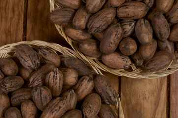 pecan nuts in baskets